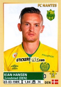 Sticker Kian Hansen - FOOT 2014-2015 n. 322 - Panini