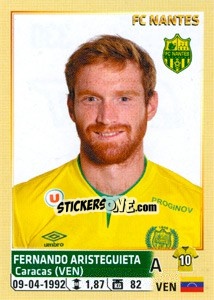 Sticker Fernando Aristeguieta - FOOT 2014-2015 n. 330 - Panini