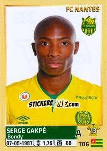 Sticker Serge Gakpé - FOOT 2014-2015 n. 333 - Panini