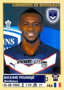 Sticker Maxime Poundjé - FOOT 2014-2015 n. 36 - Panini