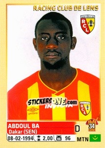 Cromo Abdoul Ba - FOOT 2014-2015 - Panini