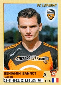 Sticker Benjamin jeannot - FOOT 2014-2015 n. 188 - Panini