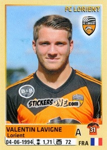 Figurina Valentin lavigne - FOOT 2014-2015 n. 189 - Panini