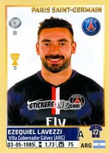 Sticker Ezequiel Lavezzi - FOOT 2014-2015 n. 382 - Panini