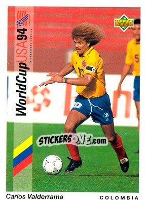 Sticker Carlos Valderrama - World Cup USA 1994. Preview English/German n. 57 - Upper Deck