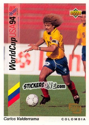 Sticker Carlos Valderrama - World Cup USA 1994. Preview English/German n. F19 - Upper Deck