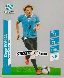 Sticker Diego Forlan - Brasil 2014. Edicion Extraordinaria de Jugadas 3D - Navarrete