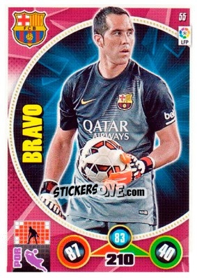 Sticker Claudio Bravo - Liga BBVA 2014-2015. Adrenalyn XL n. 55 - Panini