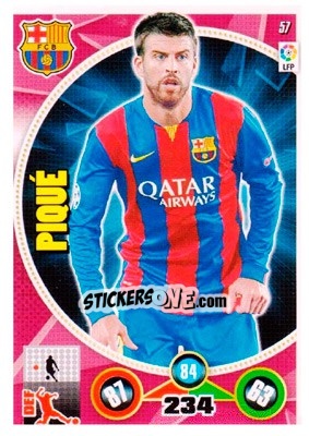 Sticker Gerard Piqué - Liga BBVA 2014-2015. Adrenalyn XL n. 57 - Panini