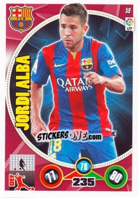 Sticker Jordi Alba - Liga BBVA 2014-2015. Adrenalyn XL - Panini