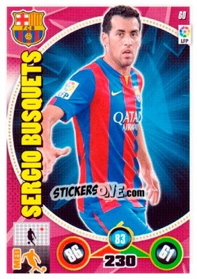 Sticker Sergio Busquets - Liga BBVA 2014-2015. Adrenalyn XL n. 60 - Panini
