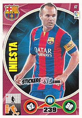 Sticker Andrés Iniesta - Liga BBVA 2014-2015. Adrenalyn XL n. 62 - Panini