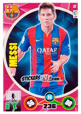 Sticker Lionel Messi - Liga BBVA 2014-2015. Adrenalyn XL n. 63 - Panini