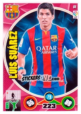 Sticker Luis Suárez - Liga BBVA 2014-2015. Adrenalyn XL n. 64 - Panini