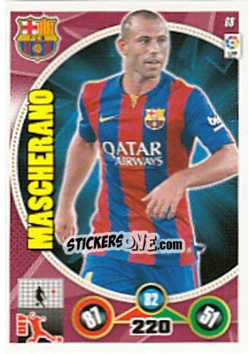 Sticker Javier Mascherano - Liga BBVA 2014-2015. Adrenalyn XL n. 68 - Panini