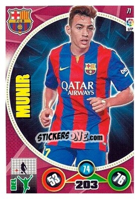 Sticker Munir El Haddadi - Liga BBVA 2014-2015. Adrenalyn XL n. 71 - Panini