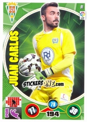 Sticker Juan Carlos - Liga BBVA 2014-2015. Adrenalyn XL n. 91 - Panini