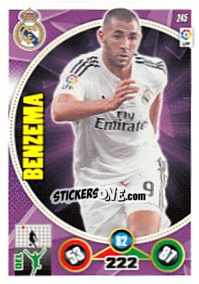 Sticker Karim Benzema - Liga BBVA 2014-2015. Adrenalyn XL n. 245 - Panini