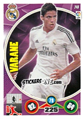 Sticker Raphaël Varane - Liga BBVA 2014-2015. Adrenalyn XL n. 248 - Panini