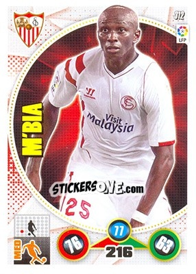 Sticker Stéphane M'bia - Liga BBVA 2014-2015. Adrenalyn XL n. 312 - Panini