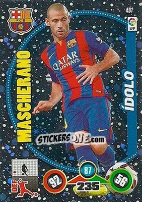 Sticker Javier Mascherano - Liga BBVA 2014-2015. Adrenalyn XL n. 401 - Panini