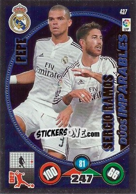 Sticker Pepe / Sergio Ramos - Liga BBVA 2014-2015. Adrenalyn XL n. 437 - Panini