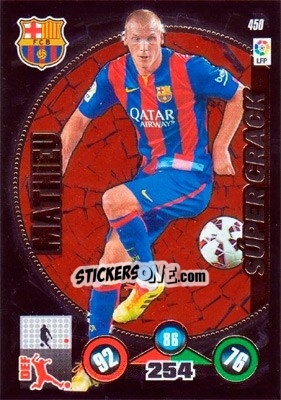 Sticker Jérémy Mathieu - Liga BBVA 2014-2015. Adrenalyn XL n. 450 - Panini