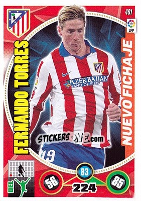 Sticker Fernando Torres - Liga BBVA 2014-2015. Adrenalyn XL n. 491 - Panini