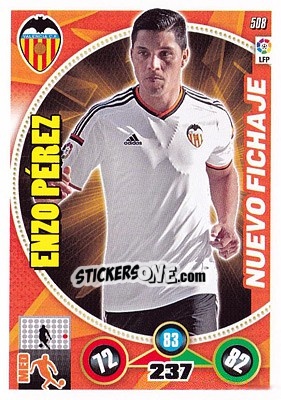 Sticker Enzo Pérez - Liga BBVA 2014-2015. Adrenalyn XL n. 508 - Panini