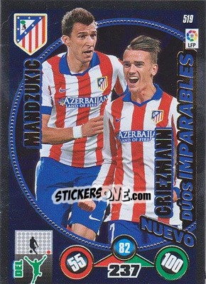 Sticker Griezmann / Mandzukic - Liga BBVA 2014-2015. Adrenalyn XL n. 519 - Panini