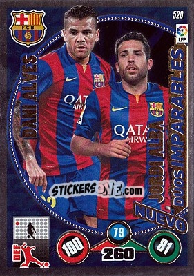 Sticker Jordi Alba / Dani Alves - Liga BBVA 2014-2015. Adrenalyn XL n. 520 - Panini