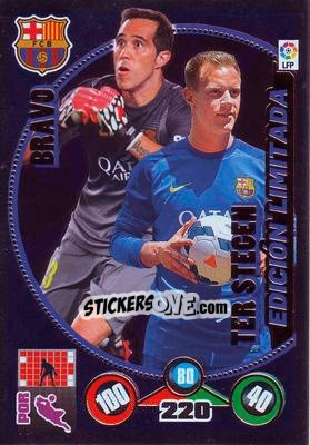 Cromo Marc-André Ter Stegen / Claudio Bravo - Liga BBVA 2014-2015. Adrenalyn XL n. LE-MSCB - Panini