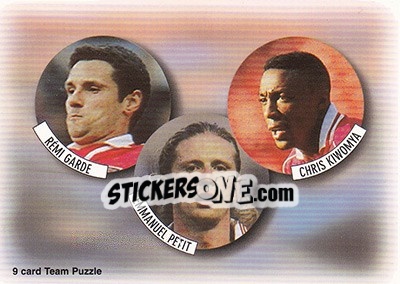 Sticker Remi Garde / Emmanuel Petit / Chris Kiwomya - Arsenal Fans' Selection 1997-1998 n. 2 - Futera