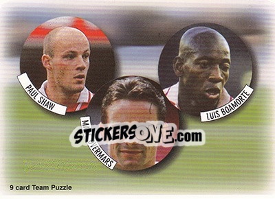 Sticker Paul Shaw / Marc Overmars / Luis Boa Morte - Arsenal Fans' Selection 1997-1998 n. 6 - Futera