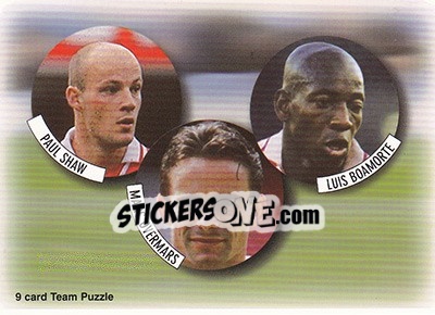 Figurina Paul Shaw / Marc Overmars / Luis Boa Morte - Arsenal Fans' Selection 1997-1998 - Futera