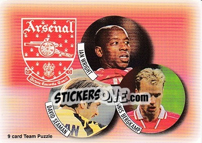Sticker David Seaman / Ian Wright / Dennis Bergkamp - Arsenal Fans' Selection 1997-1998 n. 7 - Futera