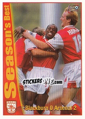 Sticker Blackburn 0 - Arsenal 2 - Arsenal Fans' Selection 1997-1998 - Futera