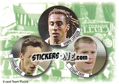 Sticker Stephane Mahe / Henrik Larsson / Stuart Gray - Celtic Fans' Selection 1997-1998 n. 8 - Futera