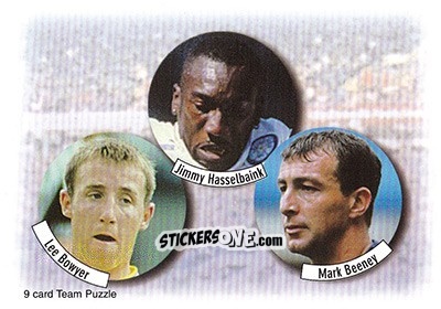 Sticker Lee Bowyer / Jimmy Hasselbaink / Mark Beeney - Leeds United Fans' Selection 1997-1998 n. 5 - Futera