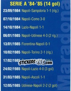 Sticker Figurina 95 - Maradona Il Più Grande n. 95 - Preziosi