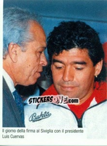 Sticker Maradona Con Il Presidente Del Siviglia Luis Castro - Maradona Il Più Grande n. 208 - Preziosi