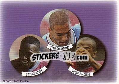 Cromo Dwight Yorke / Stan Collymore / Julian Joachim - Aston Villa Fans' Selection 1998 - Futera