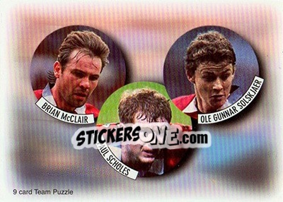 Sticker Brian McClair / Paul Scholes / Ole Gunnar Solskjaer - Manchester United Fans' Selection 1997-1998 n. 2 - Futera