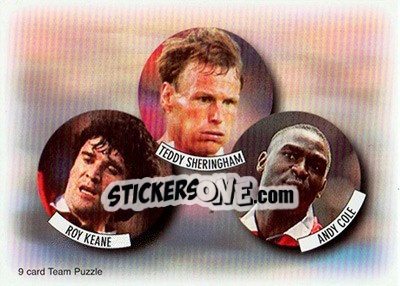 Sticker Roy Keane / Teddy Sheringham / Andy Cole - Manchester United Fans' Selection 1997-1998 n. 5 - Futera