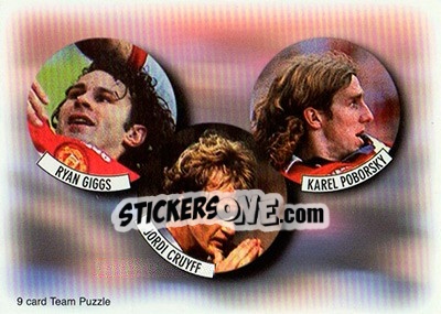 Sticker Ryan Giggs / Jordi Cruyff / Karel Podborsky - Manchester United Fans' Selection 1997-1998 - Futera