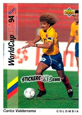 Sticker Carlos Valderrama - World Cup USA 1994. Preview English/Spanish - Upper Deck