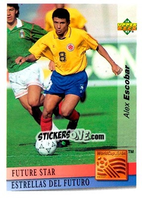 Sticker Alex Escobar - World Cup USA 1994. Preview English/Spanish - Upper Deck