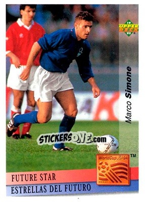 Sticker Marco Simone - World Cup USA 1994. Preview English/Spanish - Upper Deck