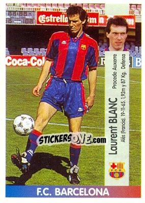 Sticker Laurent Robert Blanc (Barcelona) - Liga Spagnola 1996-1997 - Panini