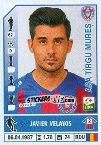 Cromo Javier Velayos - Liga 1 Romania 2014-2015 - Panini